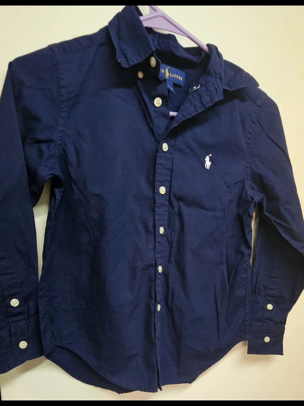 Ralph Lauren Navy Shirt with Yellow Polo Logo